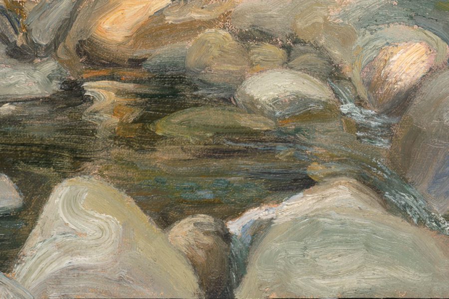 Paul Chizik - Gentle Runoff. Oil on Linen 4.5 x 9 inches